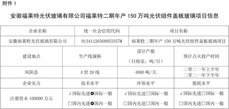 安徽光伏玻璃項(xiàng)目聽證會(huì)公告（另含云南、湖北等）