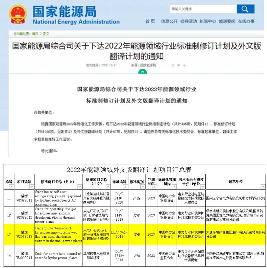 大唐環(huán)境特許經(jīng)營分公司行業(yè)標準(外文版)獲批立項