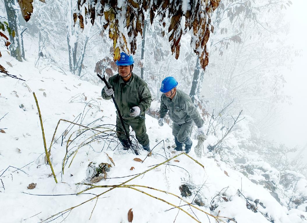 國(guó)網(wǎng)鄖西縣供電公司雪后特巡山區(qū)易覆冰線(xiàn)路